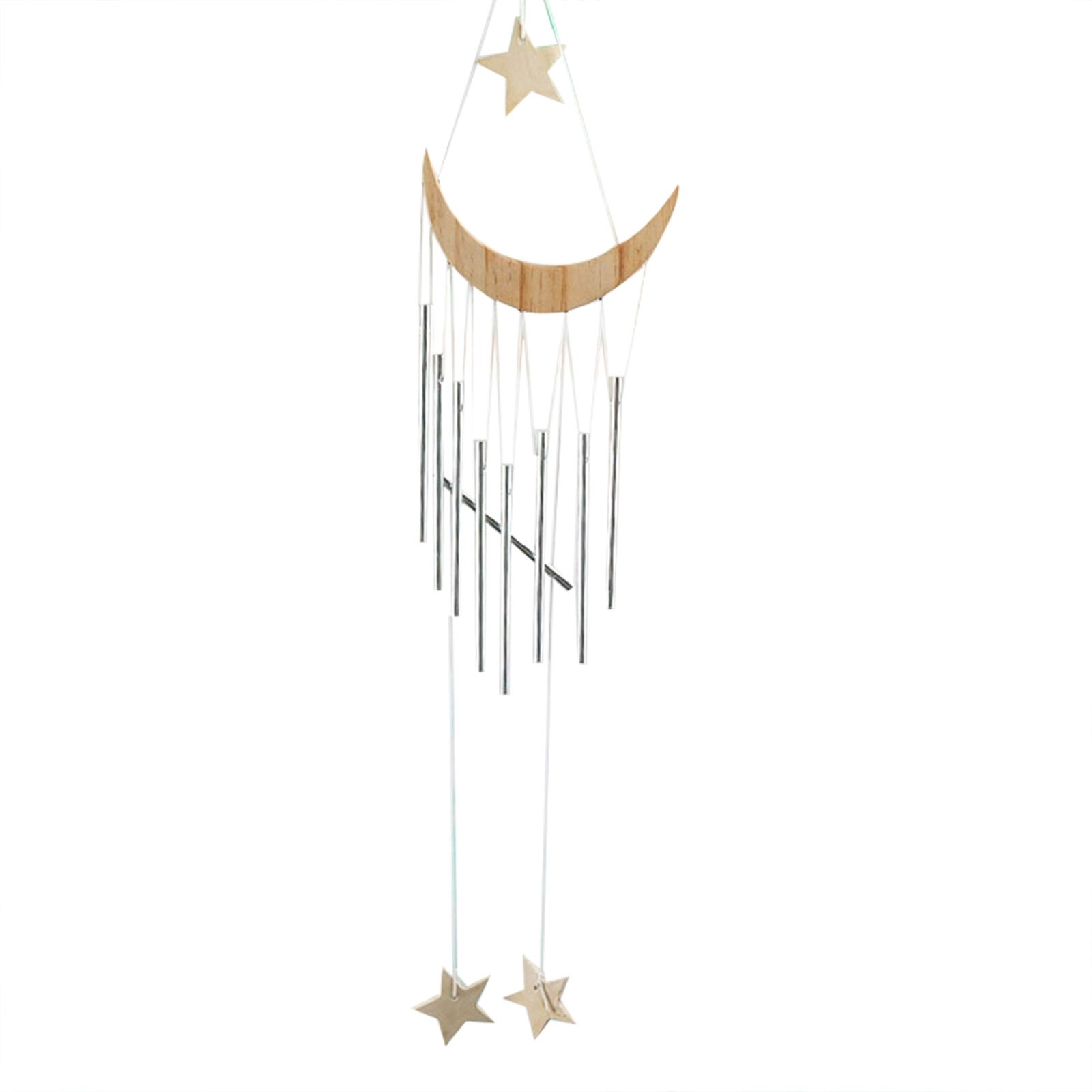 thumbnail image 2 of Campana De Viento Con Forma De Estrella Y Luna Hecha A Mano, Adorno Musical De Metal Y Madera Para Colgar En Interiores, Ideal Para El Jardín De Casa., 2 of 2